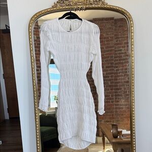 Chic Long Sleeve White Dress